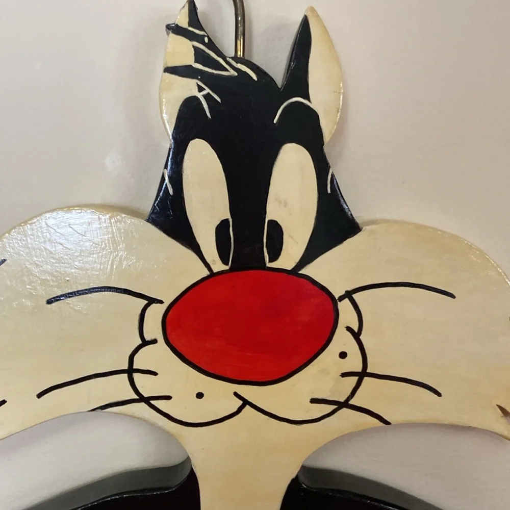 Vintage Warner Bros Looney Tunes Sylvester the Cat Wooden Kids Hanger